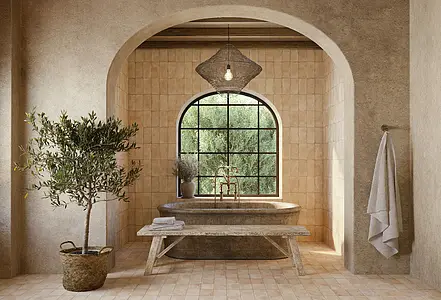 Background tile, Effect terracotta, Color beige, Style designer, Glazed porcelain stoneware, 22.3x22.3 cm, Finish antislip
