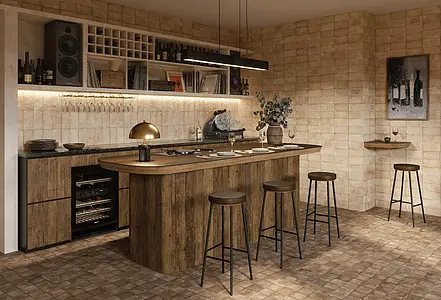 Background tile, Effect terracotta, Color beige, Style designer, Glazed porcelain stoneware, 22.3x22.3 cm, Finish antislip
