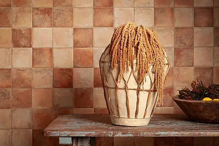 Background tile, Effect terracotta, Color beige,brown, Style designer, Glazed porcelain stoneware, 22.3x22.3 cm, Finish antislip