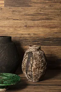 Grundflise, Effekt træ, Farve brun, Stil designer, Glaseret porcelænsstentøj, 19.5x121.5 cm, Overflade skridsikker