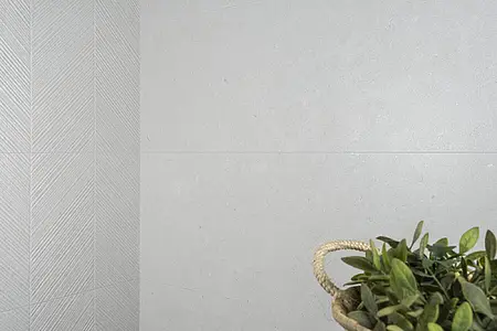 Bakgrunnsflis, Effekt stein,kalkstein, Farge hvit, Keramikk, 33.3x100 cm, Overflate matt