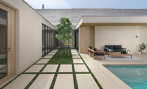 Background tile, Effect limestone, Color beige, Unglazed porcelain stoneware, 100x260 cm, Finish matte