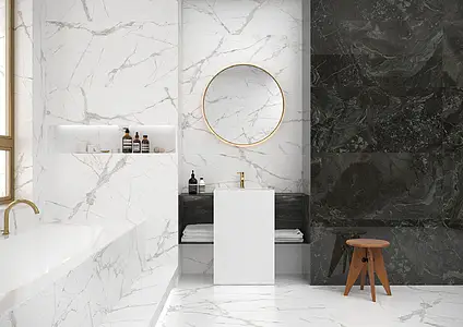 Effect stone, Color grey,white, Background tile, Glazed porcelain stoneware, 60x120 cm, Finish matte