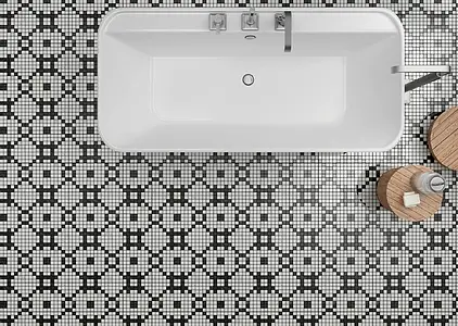 Mosaico, Effetto pietra,quarzite, Colore grigio,nero,bianco, Gres porcellanato smaltato, 30x30 cm, Superficie levigata