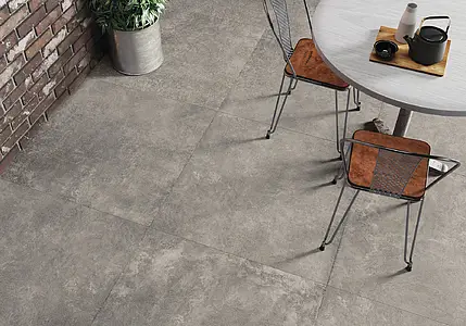Effekt beton, Farve grå, Grundflise, Uglaseret porcelænsstentøj, 90x90 cm, Overflade skridsikker