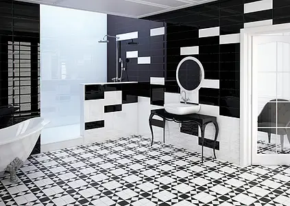 Background tile, Color black & white, Style victorian, Glazed porcelain stoneware, 33x33 cm, Finish matte