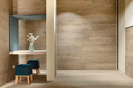 Background tile, Effect wood, Color brown, Glazed porcelain stoneware, 24x151 cm, Finish antislip