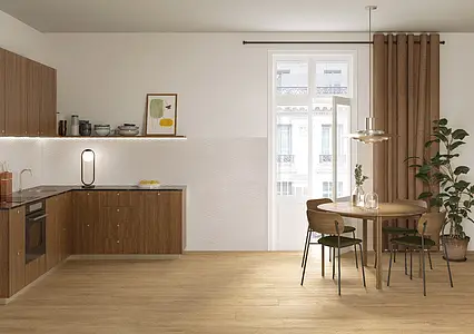 Background tile, Effect wood, Color brown, Glazed porcelain stoneware, 19.5x121.5 cm, Finish antislip
