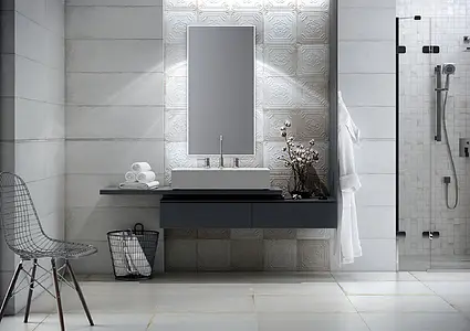 Background tile, Effect metal,concrete, Color white, Ceramics, 25x75 cm, Finish matte