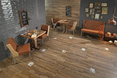 Background tile, Effect wood, Color brown, Glazed porcelain stoneware, 23x180 cm, Finish matte