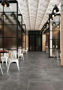 Grundflise, Effekt beton, Farve sort, Glaseret porcelænsstentøj, 60x60 cm, Overflade skridsikker