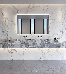 Effekt sten, Farve grå,hvid, Grundflise, Uglaseret porcelænsstentøj, 100x275 cm, Overflade mat
