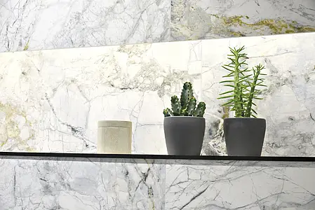 Effekt sten, Farve hvid, Grundflise, Glaseret porcelænsstentøj, 100x180 cm, Overflade poleret