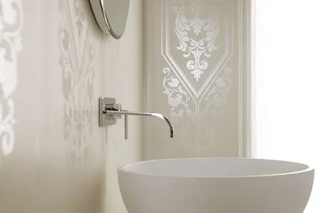 Decorative piece, Effect fabric, Color white, Glazed porcelain stoneware, 50x100 cm, Finish matte