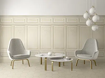 Decorative piece, Effect unicolor, Color white, Style boiserie, Ceramics, 20x40 cm, Finish matte