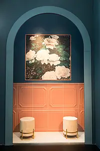 Azulejo de fundo, Efeito unicolor, Cor rosa, Estilo boiserie, Cerâmica, 40x60 cm, Superfície mate