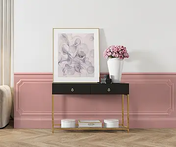 Bakgrunnsflis, Effekt ensfarget, Farge rosa, Stil boiserie, Keramikk, 40x60 cm, Overflate matt