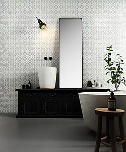 Background tile, Effect fabric, Color white, Glazed porcelain stoneware, 50x100 cm, Finish matte