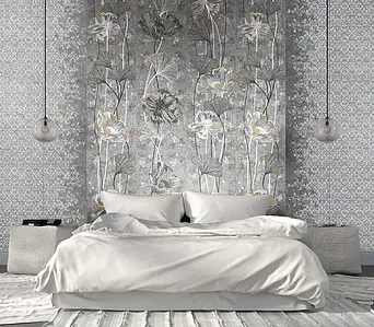 Background tile, Effect fabric, Color white, Glazed porcelain stoneware, 50x100 cm, Finish matte