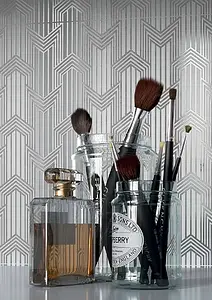Bakgrundskakel, Textur guld och ädelmetaller, Färg grå, Stil art deco,hanverksmässig, Glaserad granitkeramik, 60x60 cm, Yta matt