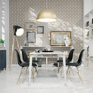 Background tile, Effect metal, Color white, Style art déco,handmade, 60x60 cm, Finish matte