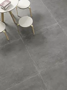 Grundflise, Effekt beton, Farve grå, Stil designer, Uglaseret porcelænsstentøj, 119.5x119.5 cm, Overflade skridsikker
