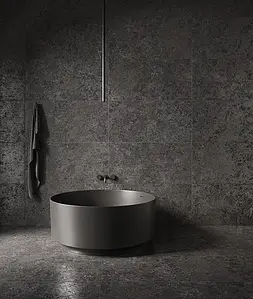 Background tile, Effect limestone, Color black, Unglazed porcelain stoneware, 60x120 cm, Finish semi-polished