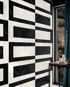 Dekor, Optik stein, Farbe schwarz&weiß, Unglasiertes Feinsteinzeug, 60x119.5 cm, Oberfläche matte