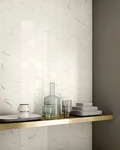 Mosaik, Optik stein, Farbe weiße, Unglasiertes Feinsteinzeug, 34x36 cm, Oberfläche polierte