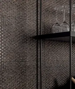Background tile, Effect stone,metal, Color black, Unglazed porcelain stoneware, 30x60 cm, Finish matte