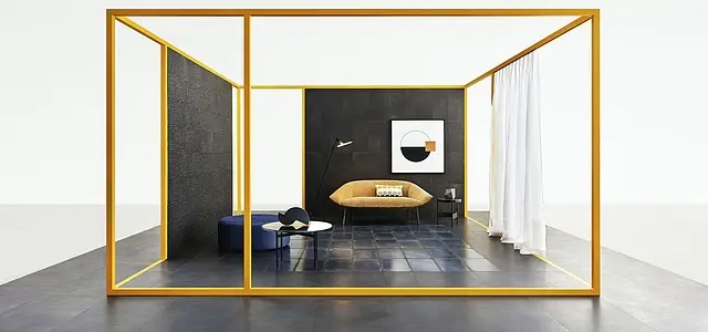 Bakgrunnsflis, Effekt konkret, Farge svart, Stil designer, Uglasert porselenssteintøy, 30x60 cm, Overflate matt