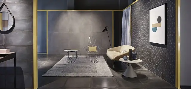 Background tile, Effect concrete, Color black, Style designer, Unglazed porcelain stoneware, 60x60 cm, Finish matte