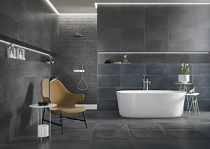 Background tile, Effect concrete, Color black, Style designer, Unglazed porcelain stoneware, 30x60 cm, Finish matte