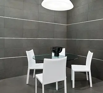 Garnering, Effekt metall, Farge grå, Stil designer, Glasert porselenssteintøy, 1.5x60 cm, Overflate matt