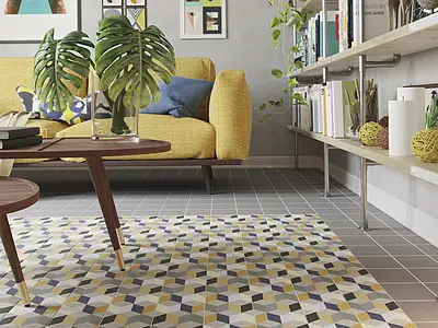 Background tile, Effect faux encaustic tiles, Color multicolor, Glazed porcelain stoneware, 15x15 cm, Finish matte