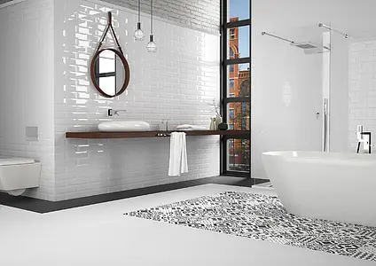 Background tile, Effect faux encaustic tiles, Color black & white, Style patchwork, Unglazed porcelain stoneware, 15x15 cm, Finish matte
