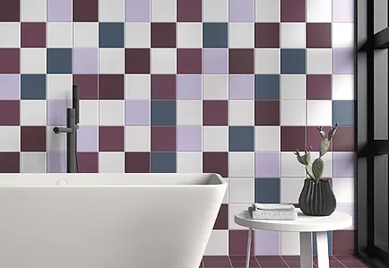 Grundflise, Effekt ensfarvet, Farve violet, Glaseret porcelænsstentøj, 15x15 cm, Overflade mat