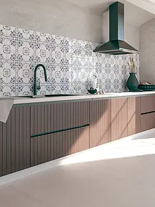 Background tile, Color white,multicolor, Glazed porcelain stoneware, 15x15 cm, Finish glossy