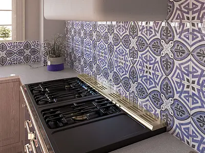Background tile, Color white,multicolor, Glazed porcelain stoneware, 15x15 cm, Finish glossy