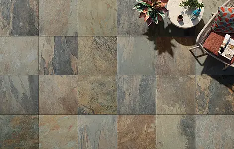 Background tile, Effect stone,slate, Color brown, Unglazed porcelain stoneware, 60x60 cm, Finish antislip