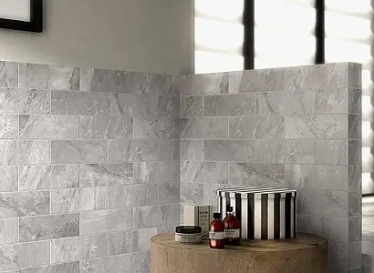 Effect stone, Color grey, Background tile, Unglazed porcelain stoneware, 10x30 cm, Finish antislip