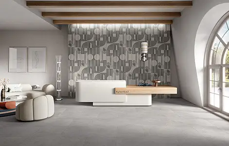 Grundflise, Effekt terrakotta,beton, Farve grå, Uglaseret porcelænsstentøj, 60x60 cm, Overflade skridsikker