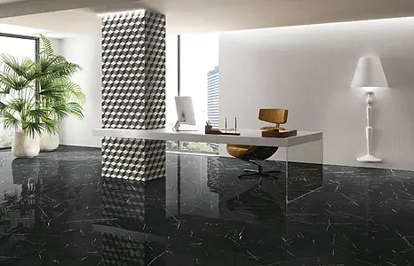 Background tile, Effect stone,other marbles, Color black, Unglazed porcelain stoneware, 60x60 cm, Finish polished