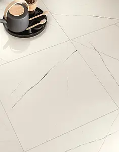 Grundflise, Effekt sten,other marbles, Farve hvid, Uglaseret porcelænsstentøj, 60x60 cm, Overflade poleret