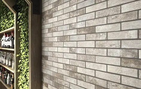 Effect brick, Color grey, Background tile, Glazed porcelain stoneware, 6x25 cm, Finish matte