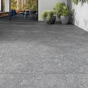 Azulejo base, Efecto piedra, Color gris, Gres porcelánico no esmaltado, 90x90 cm, Acabado antideslizante