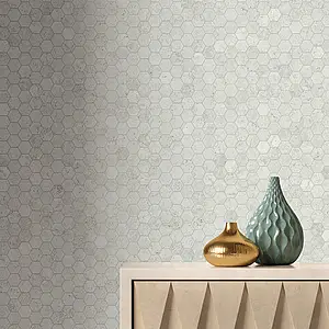 Mosaik flise, Effekt sten,travertin, Farve grå, Uglaseret porcelænsstentøj, 28x29 cm, Overflade mat