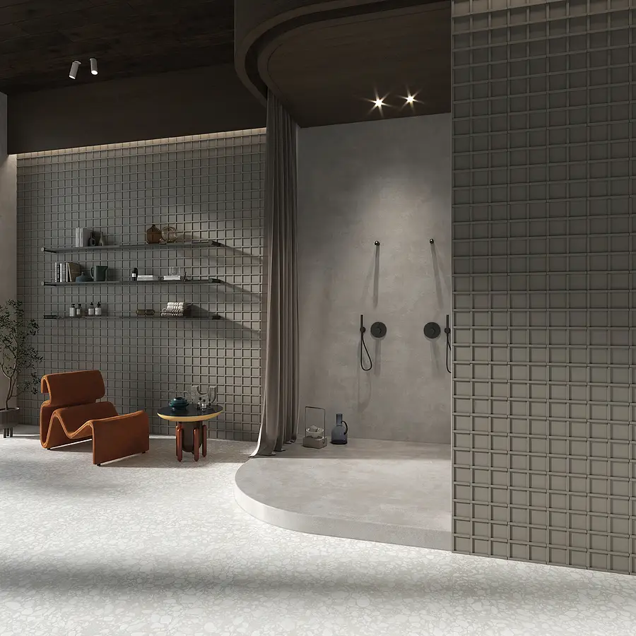 Background tile, Color grey, Style handmade,designer, Ceramics, 10x10 cm, Finish matte