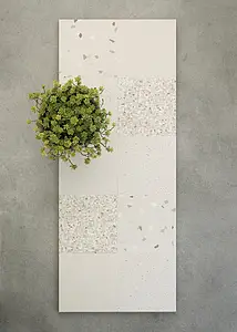 Bakgrunnsflis, Effekt terrazzo, Farge hvit, Glasert porselenssteintøy, 30x30 cm, Overflate sklisikker