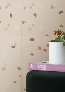 Effekt terrazzo, Farve beige, Grundflise, Glaseret porcelænsstentøj, 30x30 cm, Overflade skridsikker